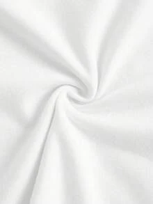 Camiseta corta de manga corta casual con estampado de eslogan - Blanco - Ver 4