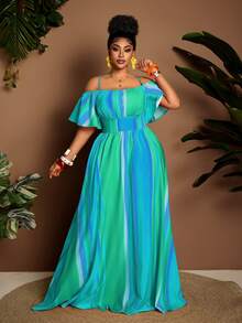 Maweii Plus Size Sexy Off-Shoulder Cinched Waist Dress, Flattering Fit, Suitable For Halloween, Spring/Summer - Multicolor - View 1