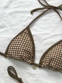 Elavelle Bộ 2 món bikini gợi cảm họa tiết da báo dành cho nữ, kiểu dây mảnh và buộc hông, thích hợp cho mùa hè. - Nhiều màu - Xem 5