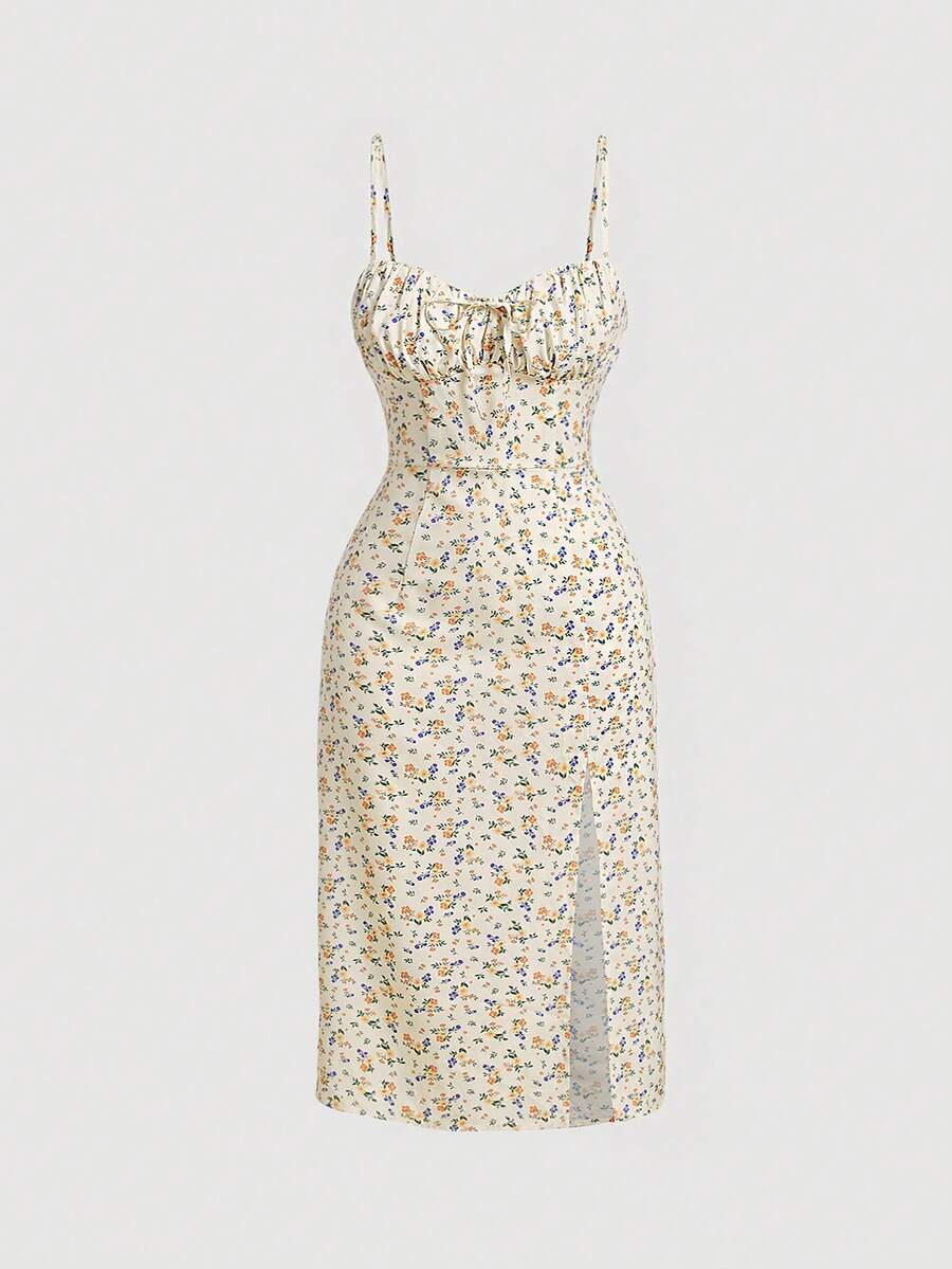 SHEIN MOD Plus Size Ditsy Floral Print Strappy Dress, Summer