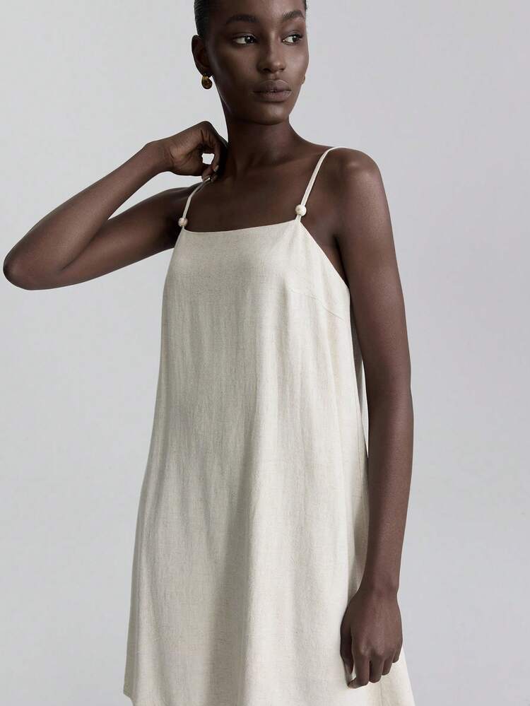 2026 Spring/Summer New Arrival Women's Clothing, Suitable For Back To School, Valentine's Day, Vacation, Wedding Guest, Business Casual, Retro Elegant Versatile Basics, Nashville Attire, Beige Spaghetti Strap Mini Skirt, Fashionable Versatile Women's Spaghetti Strap Short Dress, Elegant Women's Formal Dress