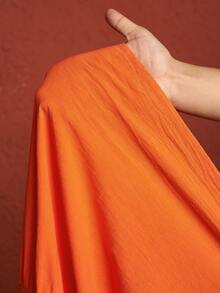 SHEIN CURVE+ Curve 尺码 US22 音乐节、海滨度假、波西米亚风 V 领连衣裙，适合夏季假期，橙色波西米亚风度假 - 橘色 - 查看 8