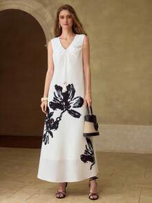 MOTF PREMIUM WOMEN'S SUMMER FLORAL PRINT SLEEVELESS DRESS - White - View 7