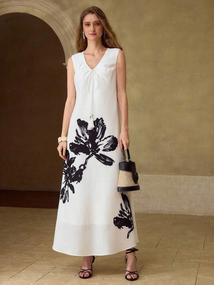 WOMEN'S SUMMER FLORAL PRINT SLEEVELESS DRESS