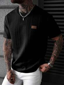 EGENSIO Camiseta de manga corta de cuello redondo casual para uso diario para hombres - Negro - Ver 5