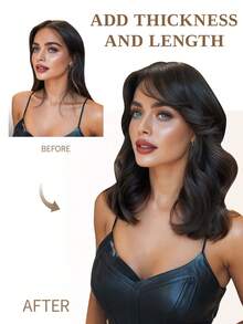 One Piece V‑Shaped Clip In Hair Extensions Top‑V Human Hair, Natural Black Straight Hair, Lightweight Breathable Invisible Design, Easy To Style, Volume Boost For All Hair Types, Ideal Hair Accessories For Women Daily Wear & Fashion Styling - Natural Black - View 6