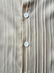 Surfspeed Bộ đồ đi biển dành cho nam giới, gồm áo sơ mi ngắn tay màu trơn cài một hàng khuy và quần short cạp chun có dây rút. - Màu Khaki - Xem 6