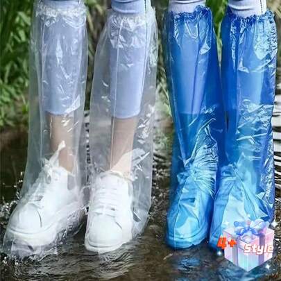 10/50Pcs 45Cm High Unisex Disposable Waterproof Shoe Covers, Thickened Waterproof, Anti-Slip And Dustproof Shoe Covers, Easy To Carry, Suitable For Gardening, Outdoor, Rainy Day Riding, School, Office, Home, Travel