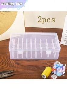 SHEIN 42 Axis Capacity Sewing Thread Storage Organizer, Clear Plastic Embroidery Thread Box, Portable Needlework Carrying Case With Handle, For DIY Sewing & Sewing Supplies - Multicolor - View 8