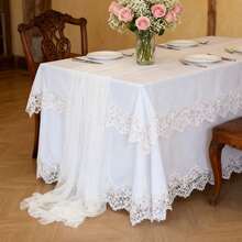 一件长 6 英尺、高 57 英寸的飘逸雪纺桌裙，加长款 - 彩色 - 查看 11