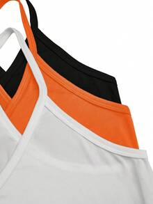 SHEIN LUNE Plus Size Casual V-Neck Sports 3 Pieces Set,Including White Sommar Gym Tank Top Racerback Women's Basic Vest Multipack Workout Tops - Multicolor - View 6