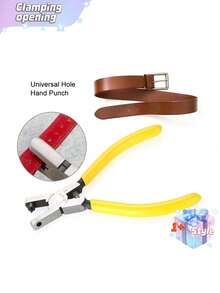1pc Universal Handheld Belt Punch Tool For Belts, Shoelaces, Watch Straps, Men's Valentine's Day, Valentine's Day Wedding, Birthday, Pliers, Tools, Binder Clips - Yellow - View 10