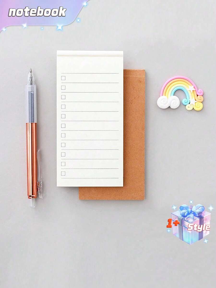 SHEIN A7 Simple Kraft Paper Long Horizontal Line Note Notebook - Brown - View 1