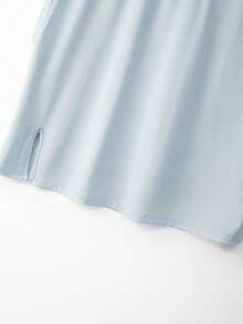 GlowEve CURVE 大码时尚休闲扭结T恤 + 大码时尚休闲印花半身裙 - 藍色 - 查看 5