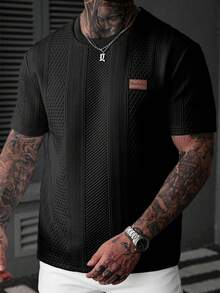 EGENSIO Camiseta de manga corta de cuello redondo casual para uso diario para hombres - Negro - Ver 4