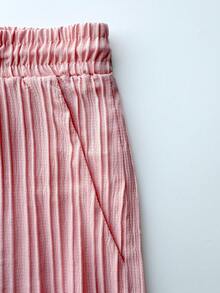 Surfspeed Front Button Short Sleeve Casual Summer Shirt And Shorts Set - Pink - View 8