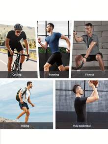 Manfinity Sport Corelite 男士休闲牛头印花插肩短袖运动T恤，夏季 - 黑色 - 查看 8