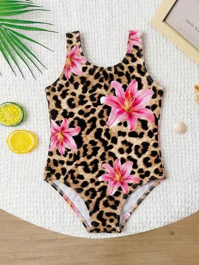 女婴沙滩装，可爱多彩针织面料，时尚休闲优雅泳衣，适合游泳、夏季度假、海滩、泳池、假日派对