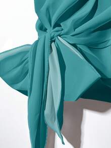 EMERY ROSE 女士紫色花卉撞色系带蝴蝶结上衣和直筒宽松裤两件套，休闲款 - 彩色 - 查看 5