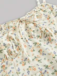 SHEIN MOD Plus Size Ditsy Floral Print Strappy Dress, Summer - Yellow - View 4