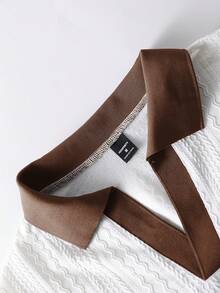 Manfinity Homme 男士撞色V领短袖T恤套装（2件装）搭配抽绳松紧腰短裤，休闲百搭，适合度假、日常办公、约会、聚餐等场合，简约风格，经典山本耀司设计，自穿或送礼皆宜，必备单品 - 彩色 - 查看 5