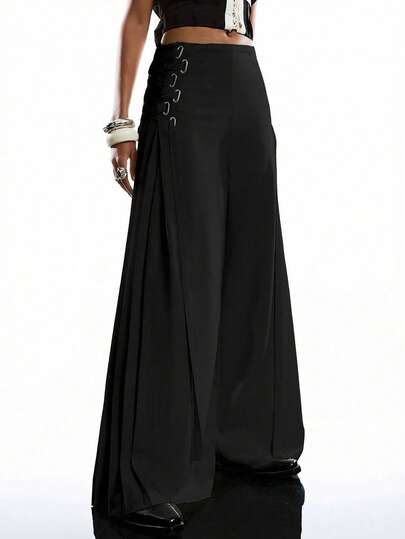 LYSMO 2026 Nueva falda-pantalón minimalista de unicolor casual con cordón para mujeres, primavera/verano