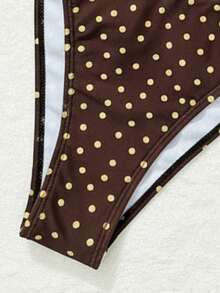 Bonvoyette Summer Bestselling Polka Dot Pattern Design Fashionable Beach Bikini Set For Girls - Brown - View 8