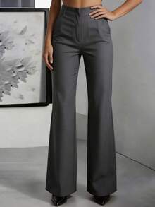 Pantalon de vestir  pinza acampanado - Gris - Ver 1