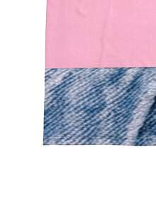 EMERY ROSE Tricou casual cu mânecă scurtă, model floral cu dungi, cu decolteu în V și imprimeu patchwork, mărime mare, primăvară-vară - Multicolor - Vizualizare 3