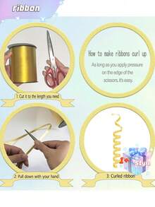 1 Roll, 250 Yard Black Curling Ribbon For Gift Wrapping, Balloon String, Wedding, Birthday, - Metallic Shiny " Ribbon For Bouquets And Flower Wrapping Paper Valentine DAY, Valentines Wedding, Birthday - Light gold - View 7