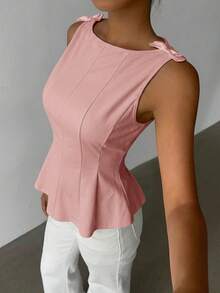 Aloruh Blus Tanpa Lengan Minimalis Elegan untuk Wanita, Cocok untuk Beraktivitas Sehari-hari, Warna Pink, Atasan Musim Panas - Dusty Pink - View 7