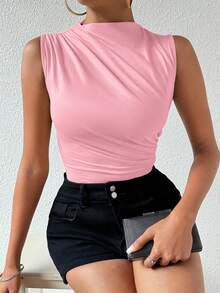 VaVaBold Women's Sleeveless Ruched Bodysuit - Pink - View 5