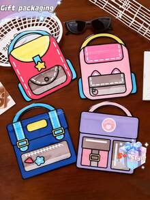 SHEIN 10/20个彩色背包形礼品袋，带密封袋 - 零食饼干包装袋、生日礼物包装袋、派对礼品袋、烘焙用品、节日用品、糖果包装袋、万圣节糖果袋、圣诞礼物包装袋、圣诞节情人节、书包、学校手提袋 - 彩色 - 查看 3