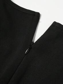 GlowEve Đầm nữ cổ chữ V, phối ren hoa, tay loe, chất liệu chiffon mỏng, eo thon, thích hợp cho mùa xuân/hè. - màu đen - Xem 4