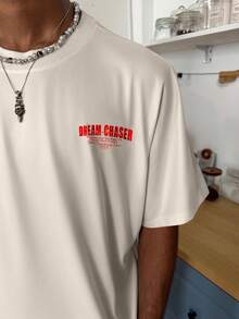 STEELVANCE Men's Slogan Print Round Neck Casual Loose T-Shirt - Multicolor - View 4