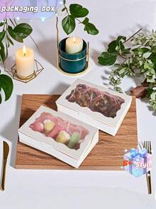 SHEIN 20PCS/10PCS/1PC Window Cake Box Biscuit Box With Window Bread Box Cake Box Pretzel Box Suitable For Wedding Baby Shower Party Christmas - Multicolor - View 5
