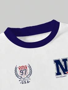 Bộ đồ 2 món cho bé trai, áo thun ngắn tay in hình hoạt hình graffiti + quần jogger cargo, phong cách đường phố hip hop, thoải mái, đa năng cho mọi mùa. - màu đen - Xem 3