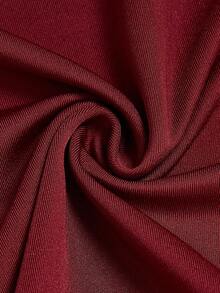 EMERY ROSE New Off-Shoulder Short Sleeve Pearl Twist Fitted Casual Commuter Women Knit T-Shirt - Red - View 4
