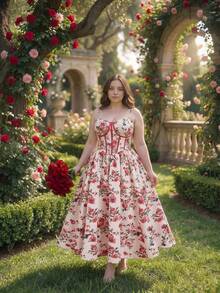 SHEIN MOD Váy midi họa tiết hoa Boho cỡ lớn có dây đeo mảnh cho tiệc vườn, váy hai dây nữ họa tiết hoa và viền màu, phong cách hội họa, váy cho nữ mùa hè/thu, phong cách đồng quê cổ điển, váy sinh nhật váy midi họa tiết hoa, váy dự tiệc vườn, váy in hoa hồng, váy midi corset, váy midi thường phục cho nữ dự tiệc sinh nhật, váy dự tiệc cưới cho nữ, váy sinh nhật cho nữ, váy sang trọng, váy cô hầu sữa - Nhiều màu - Xem 6