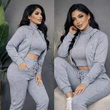 Conjunto de 3 piezas súper cómodo y con estilo,Elaborado en tela acanalada tipo rib, suave, cómoda y con excelente ajuste. - Gris - Ver 2
