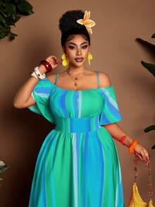 Maweii Plus Size Sexy Off-Shoulder Cinched Waist Dress, Flattering Fit, Suitable For Halloween, Spring/Summer - Multicolor - View 3