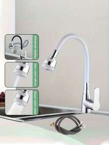 1PC 360° Swivel Kitchen Faucet Single Handle Cold Hot Water Mixer Tap Polished Finish Ceramic Valve Deck Mount For Modern Kitchen Bathroom - Multicolor - View 22