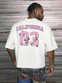 AXEPEAK Camiseta de manga corta casual de cuello redondo con estampado de letras y dibujos animados para hombres - Blanco - Ver 8