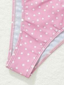 Bonvoyette Conjunto de bikini de moda con diseño de estampado de lunares para niñas, un éxito de en verano - Rosa - Ver 7