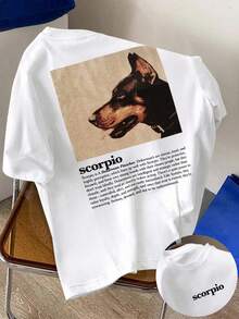 Manfinity Dauomo Vintage American Doberman Graphic T-Shirt, Loose Fit Short Sleeve Tee For Plus Size Men - White - View 1