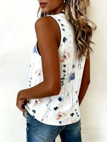 EMERY ROSE 女士V领印花休闲百搭日常上衣 - 彩色 - 查看 4