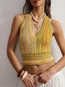 Bohemela 女士系领性感百搭针织衫，适合约会和外出穿着 - 彩色 - 查看 9