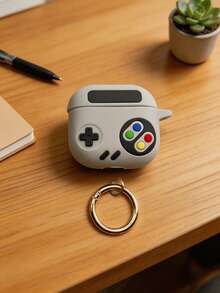 父亲节复古游戏机硅胶保护套，适用于无线耳机 - 兼容大多数第三代/Pro TWS耳机（超薄贴合） - 可爱游戏防震保护套，送给游戏玩家的独特礼物 - 白色 - 查看 2