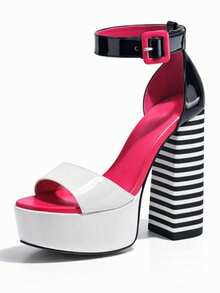 TACON DE RAYAS Y HEBILLA FORRADA - Blanco y Negro - Ver 2