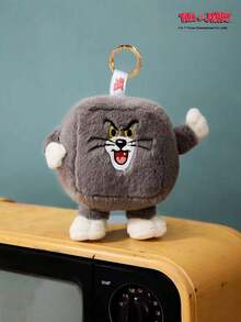 TOM & JERRY 1 buah Gantungan Kunci Bentuk Persegi Khusus POKOJA LAND, Hiasan Gantung Boneka Karakter Kartun, Boneka Hewan Lembut Non-Plush untuk Ransel, Dompet, Hadiah Unik untuk Penggemar di Hari Ulang Tahun atau Hari Jadi - Grey - View 2